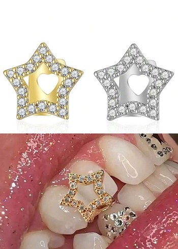 Y2k Gümüş Rengi Taşlı Teeth Grillz Gems Diş Taşı Aksesuar
