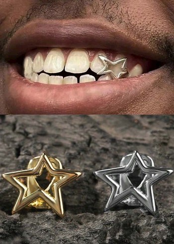 Beden Minimalist Altın Renk Mini Yıldız Diş Aksesuar