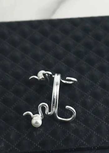 Nakışlı Boncuklu Minimalist Gri Beyaz Burun Piercing - Görsel 4