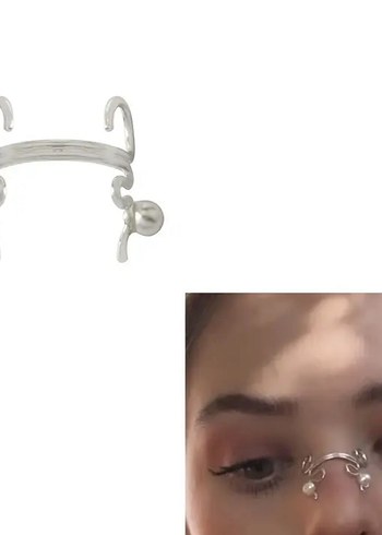 Nakışlı Boncuklu Minimalist Gri Beyaz Burun Piercing