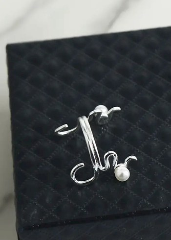 Nakışlı Boncuklu Minimalist Gri Beyaz Burun Piercing - Görsel 5