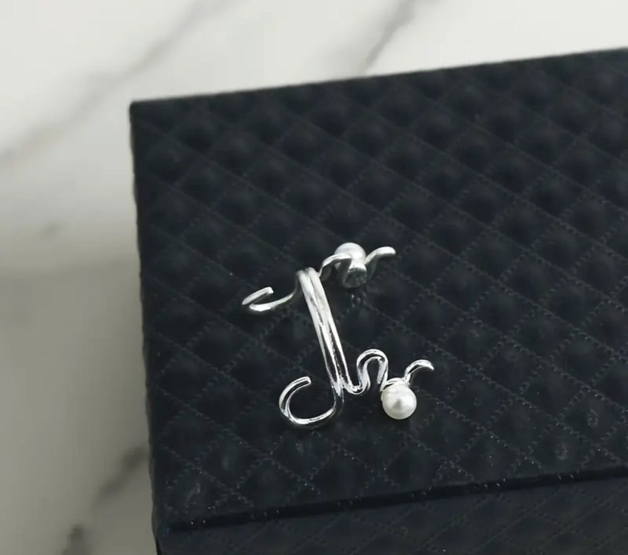 Nakışlı Boncuklu Minimalist Gri Beyaz Burun Piercing - Görsel 5