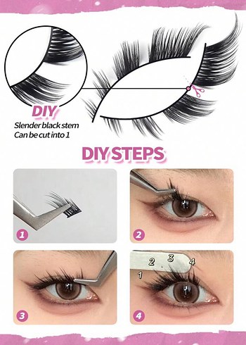 Pastel Pembe Takma Kirpik - Görsel 7