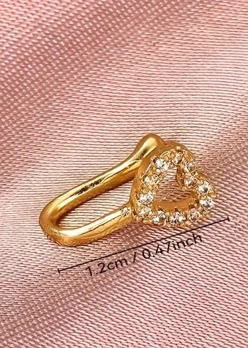 Altın Renkli Parlak Kalp Burun Piercingi - Görsel 4