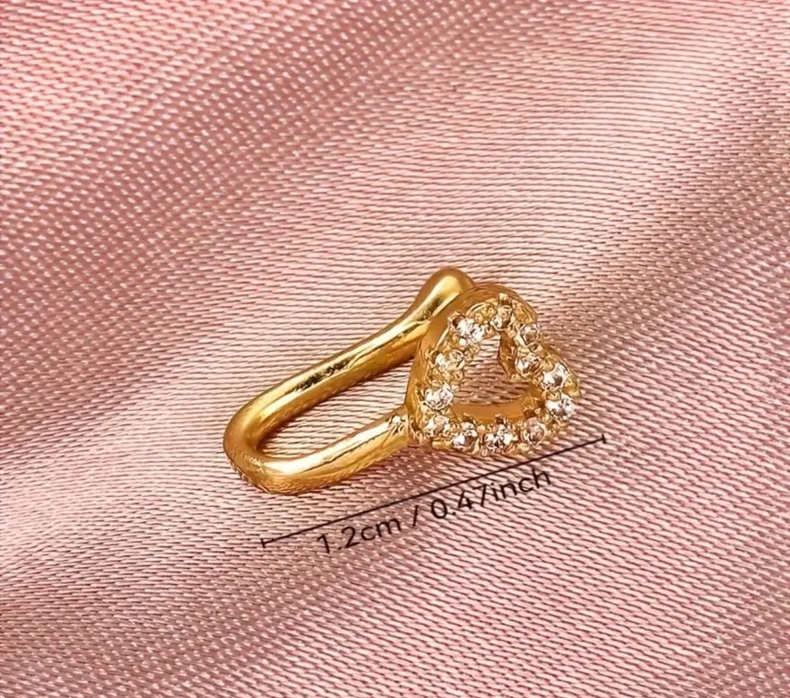 Altın Renkli Parlak Kalp Burun Piercingi - Görsel 4