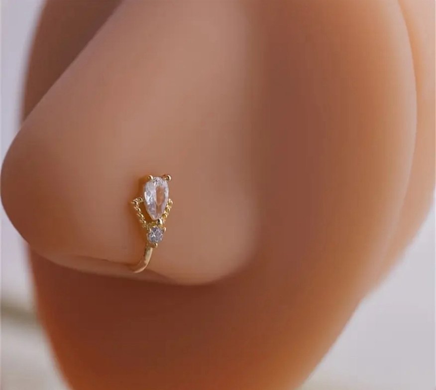 İnce İşlemeli Altın Boncuklu Hızma Piercing - Görsel 2