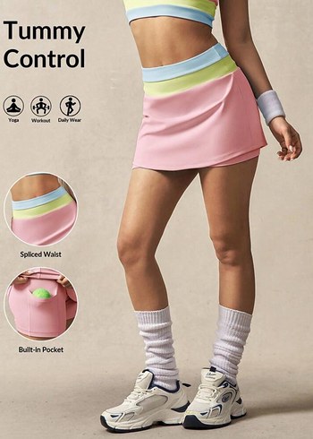 Pastel Renkli Straplez Spor Üst ve Alt Takım Kadınlar - Görsel 9