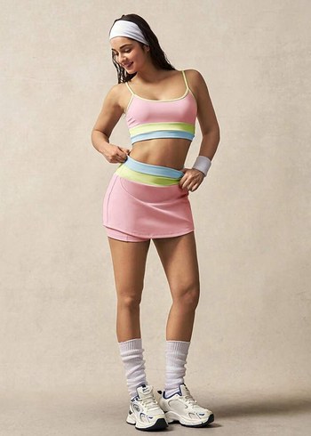 Pastel Renkli Straplez Spor Üst ve Alt Takım Kadınlar - Görsel 12