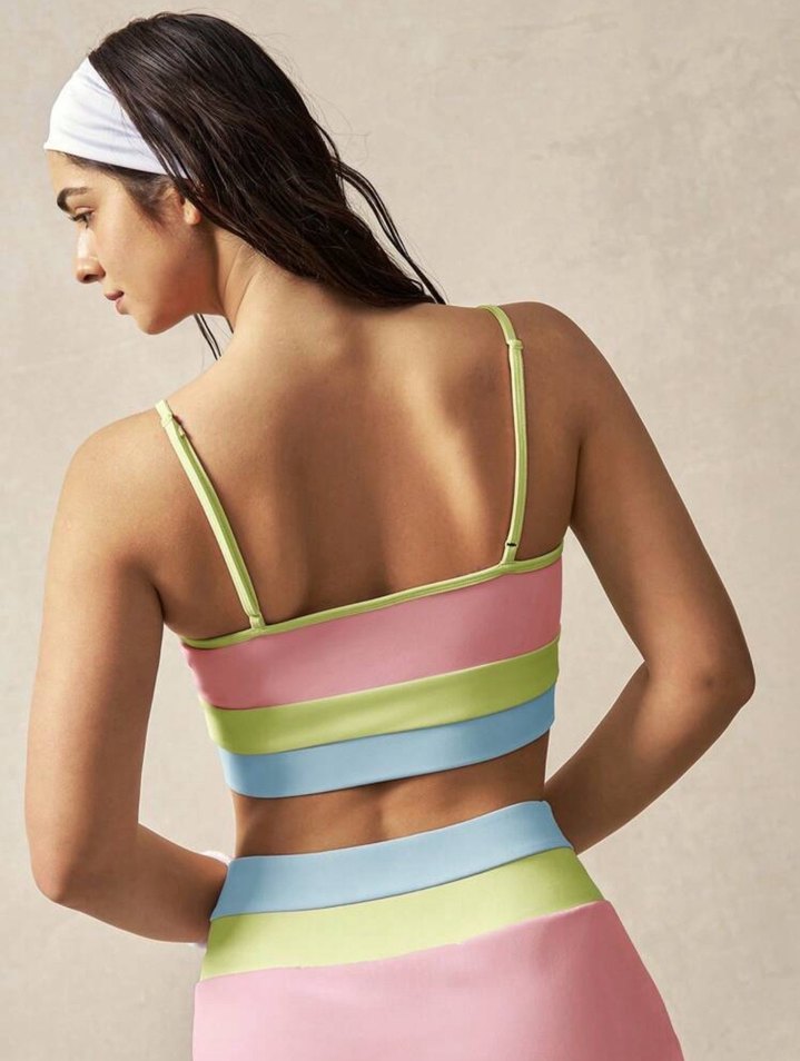 Pastel Renkli Straplez Spor Üst ve Alt Takım Kadınlar - Görsel 2