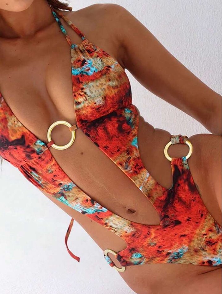 Boncuk Detaylı Çok Renkli Bohem Kadın Mayokini - Görsel 4