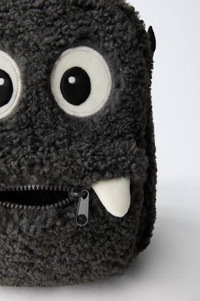 Gri Peluş Çocuk Sırt Çantası - Görsel 5