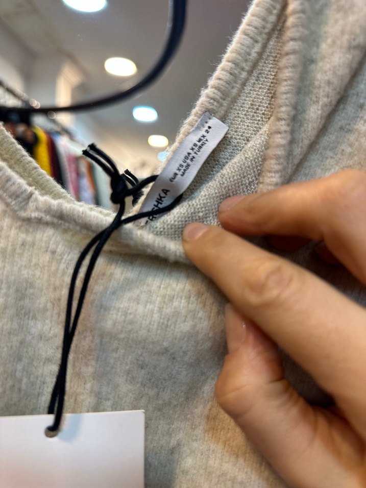 Bej V Yaka Uzun Kollu Kadın Mini Elbise - Görsel 4