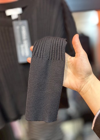 Siyah Fitilli Triko Kadın Kazak - Görsel 3