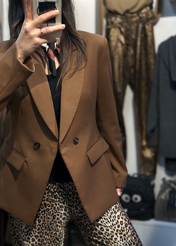 Tarçın Renk Belden Oturtmalı Blazer - Görsel 5