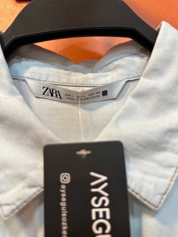 Gri Denim Düğmeli Uzun Kollu Kadın Gömlek - Görsel 4