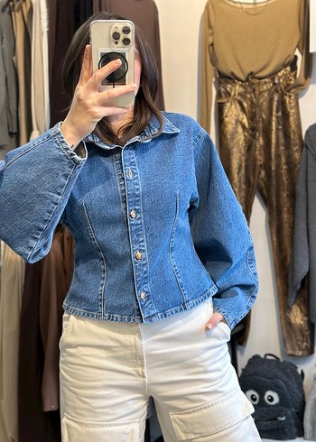Kadın Açık Mavi Düğmeli Denim Ceket - Görsel 2
