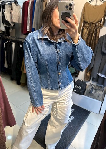 Kadın Açık Mavi Düğmeli Denim Ceket - Görsel 8