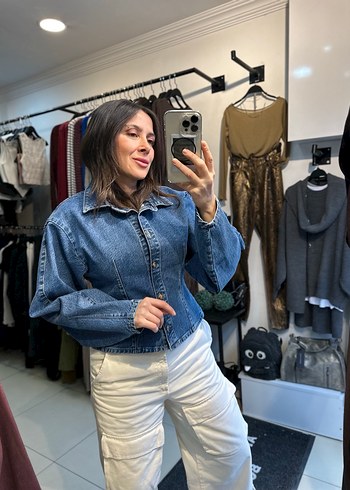 Kadın Açık Mavi Düğmeli Denim Ceket - Görsel 7