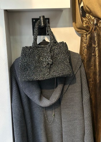 Gri Örgü Kadın Çanta - Görsel 3