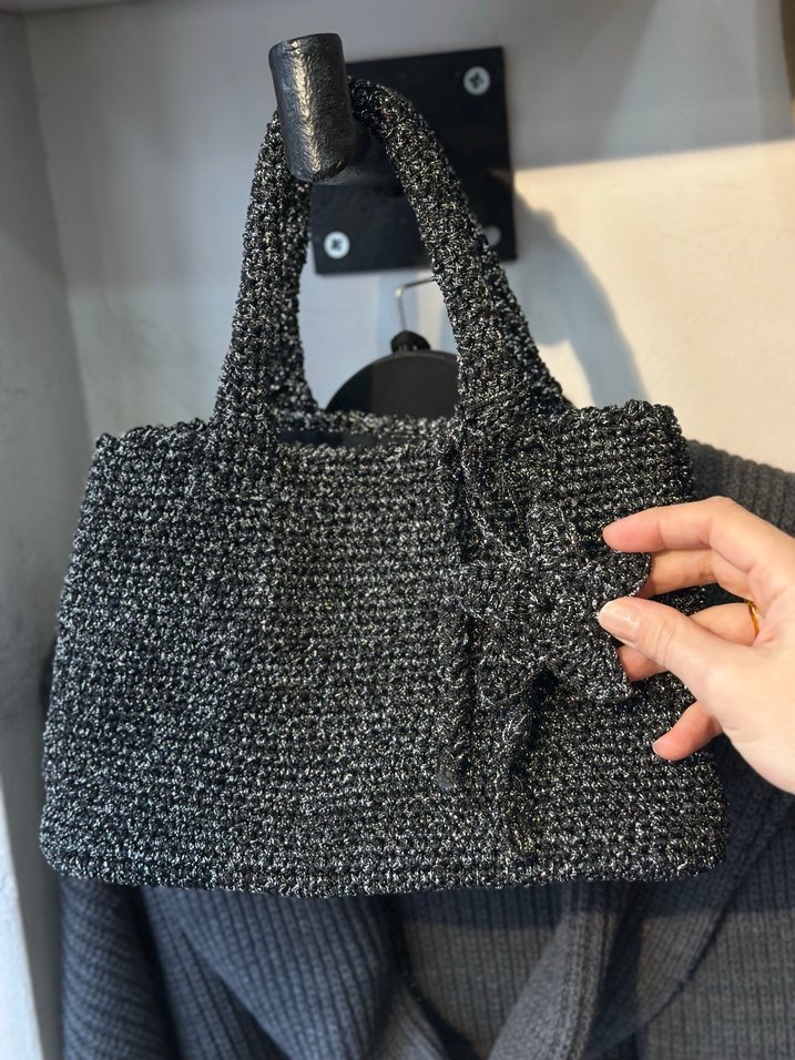 Gri Örgü Kadın Çanta - Görsel 2