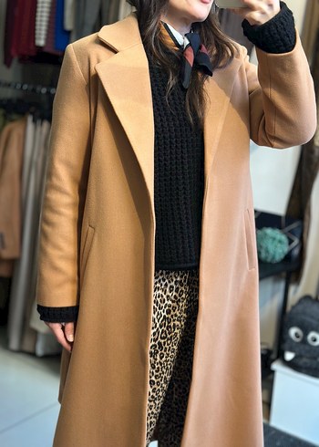 Tarçın renk yün kaban. - Görsel 5