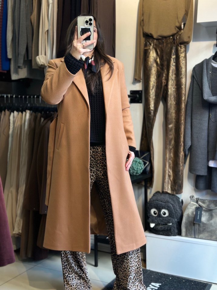 Tarçın renk yün kaban. - Görsel 4