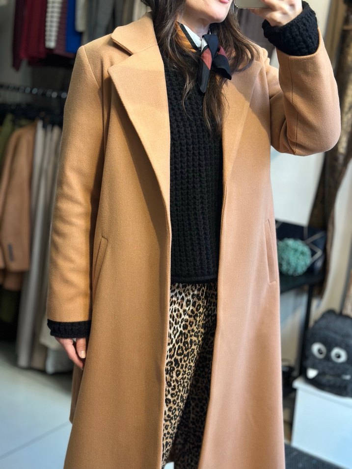 Tarçın renk yün kaban. - Görsel 5