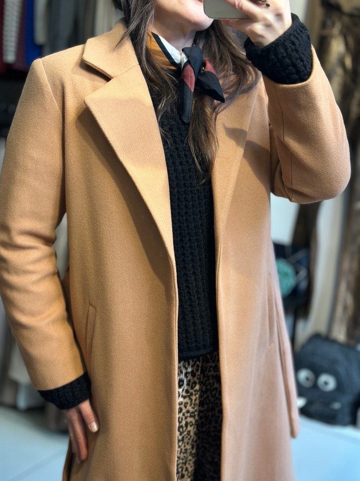 Tarçın renk yün kaban. - Görsel 3