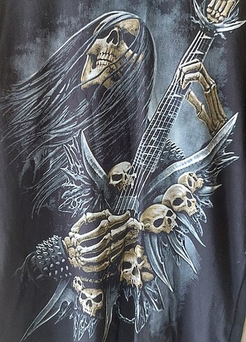 LUCKY BOY SKULL SKELETON ROCKER BLACK T SHIRT MEDIUM 