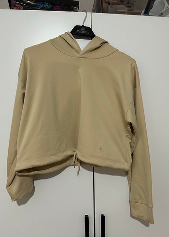 Bej Kapüşonlu Kadın Sweatshirt