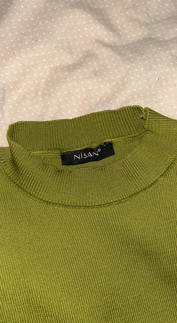 Yeşil Balıkçı Yaka Kısa Kollu Hamile Bluzu - Görsel 4