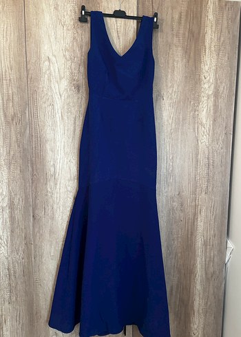 Lacivert Drapeli Uzun Abiye Elbise - Görsel 2