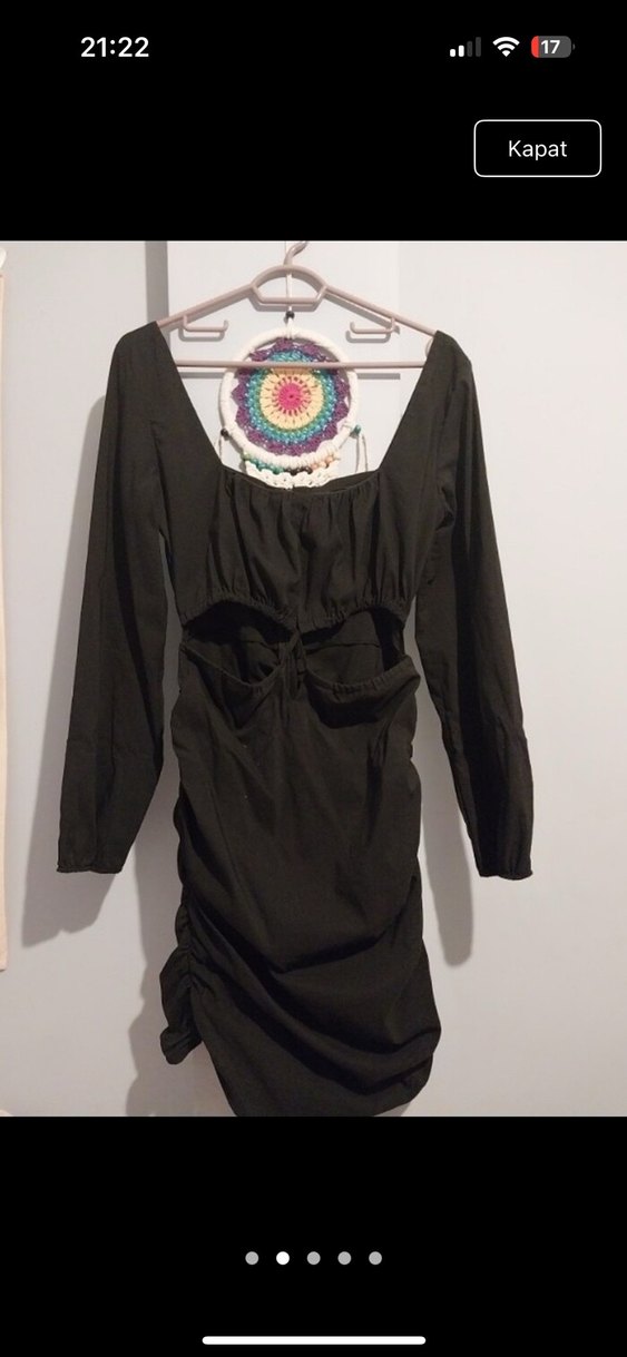 Siyah Mini Straplez Süet Elbise - Görsel 2