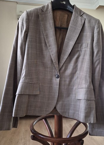 Beymen Bej Ekose Klasik Blazer Ceket