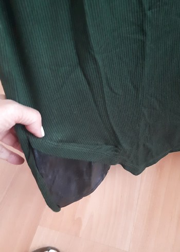 xxl Beden yeşil Renk Kadın Haki Deri Cep Detaylı Tunik