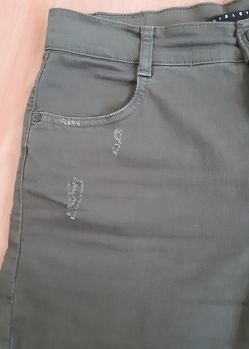 Sisley haki yeşil Kadın Bol Kesim Mini Denim Şort