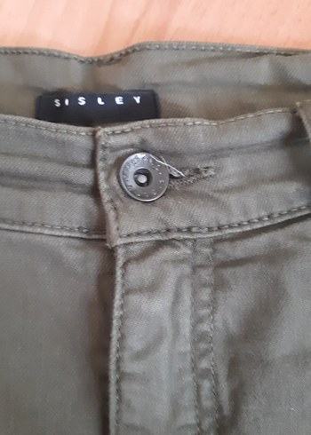 26 Beden gri Renk haki yeşil Kadın Bol Kesim Mini Denim Şort