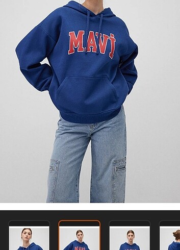 Mavi yazili sweatshirt