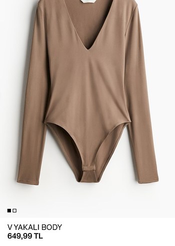 V Yakalı Uzun Kollu Body h&m