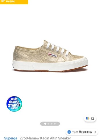 Superga Altın Renkli Superga Kadın Spor Ayakkabı