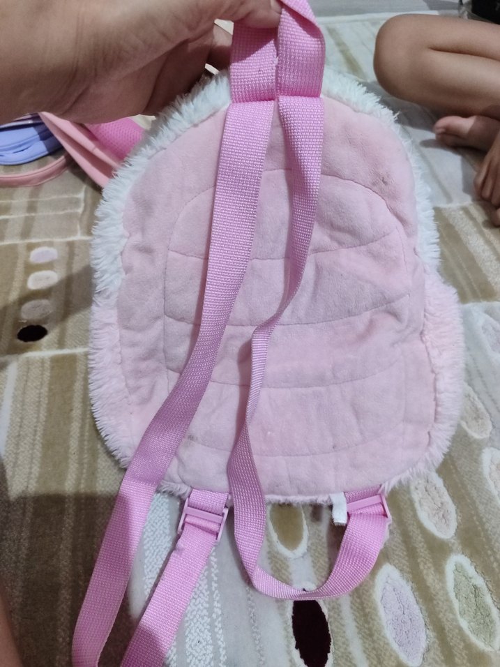 Pembe Tüylü Nakışlı Kedili çanta - Görsel 4