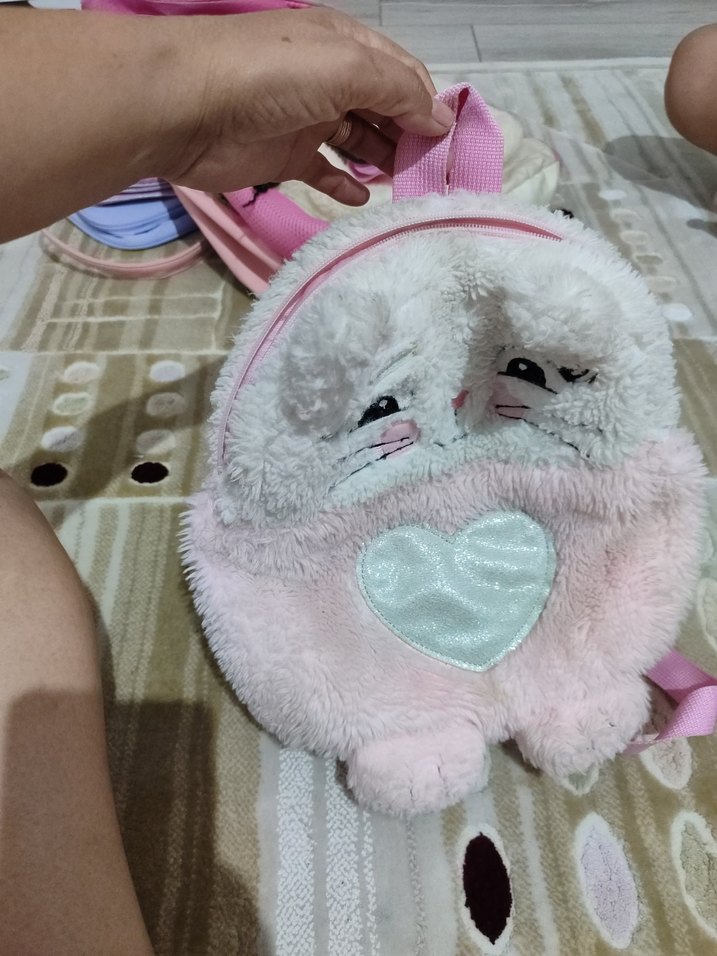 Pembe Tüylü Nakışlı Kedili çanta - Görsel 2