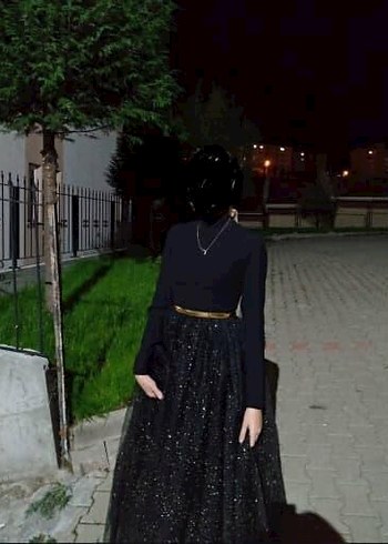 Armine Siyah Uzun Kollu Uzun Abiye