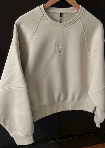 Bej Kadın Bisiklet Yaka Sweatshirt - Görsel 4