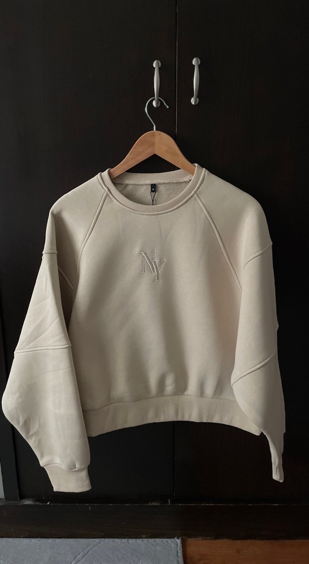 Bej Kadın Bisiklet Yaka Sweatshirt - Görsel 3