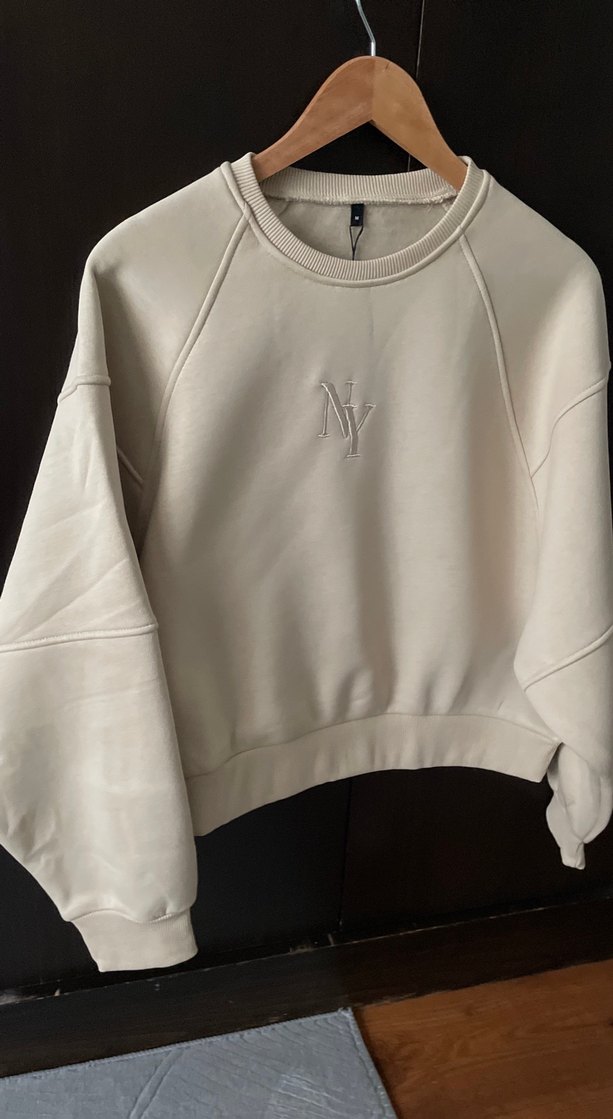 Bej Kadın Bisiklet Yaka Sweatshirt - Görsel 4