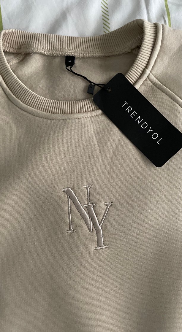 Bej Kadın Bisiklet Yaka Sweatshirt - Görsel 2