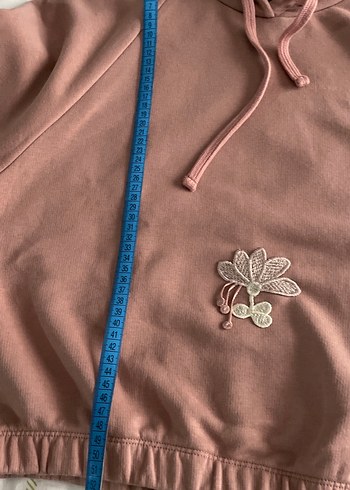 Pembe Nakışlı Kapüşonlu Kadın Sweatshirt takımı - Görsel 10