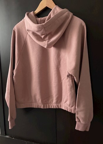 Pembe Nakışlı Kapüşonlu Kadın Sweatshirt takımı - Görsel 3