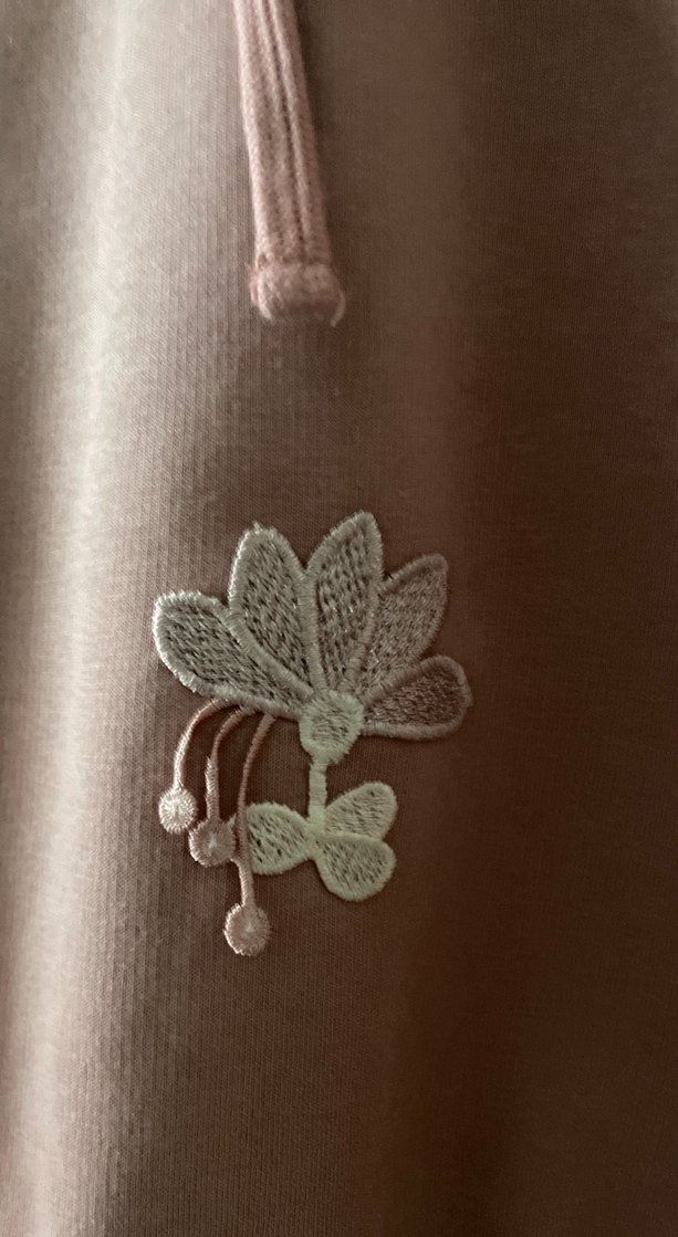 Pembe Nakışlı Kapüşonlu Kadın Sweatshirt takımı - Görsel 2